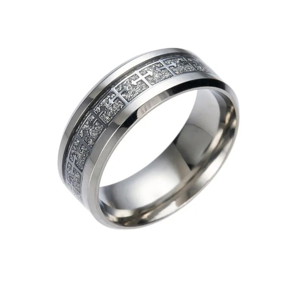 3/$35 MEN'S Retro Cross Stainless Steel Silver Band Ring Unisex Faith Jewelry